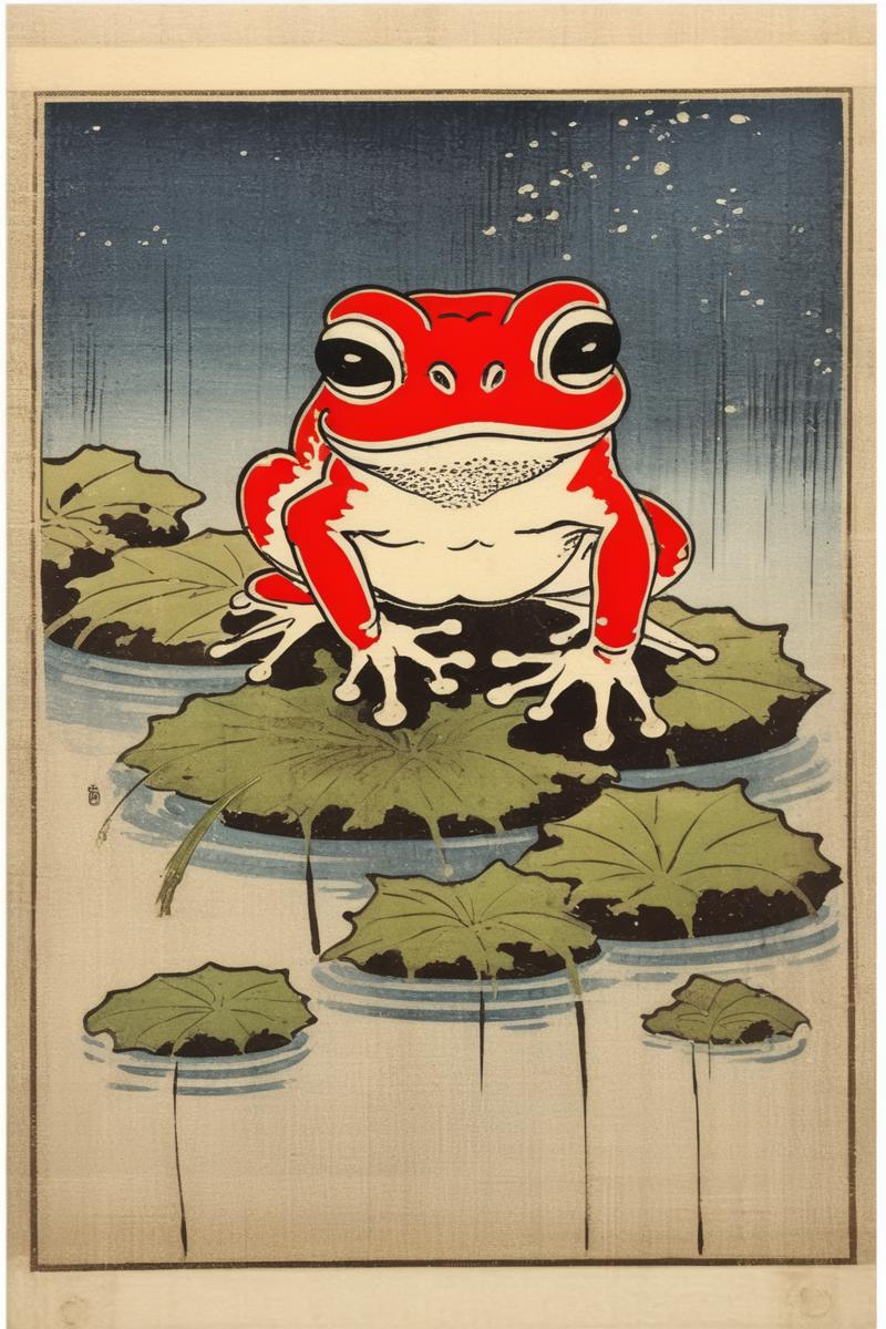 00158-212443955-_lora_Ohara Koson Style_1_Ohara Koson Style - Japan Art Matsumoto Hoji frog Sad Frog art print Japanese woodblock reproduction U.png